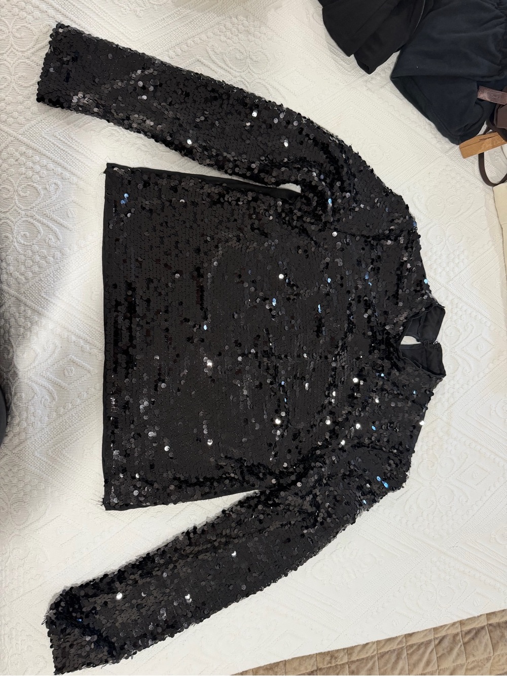 H&M Black Sequin Long-Sleeve Women's Top